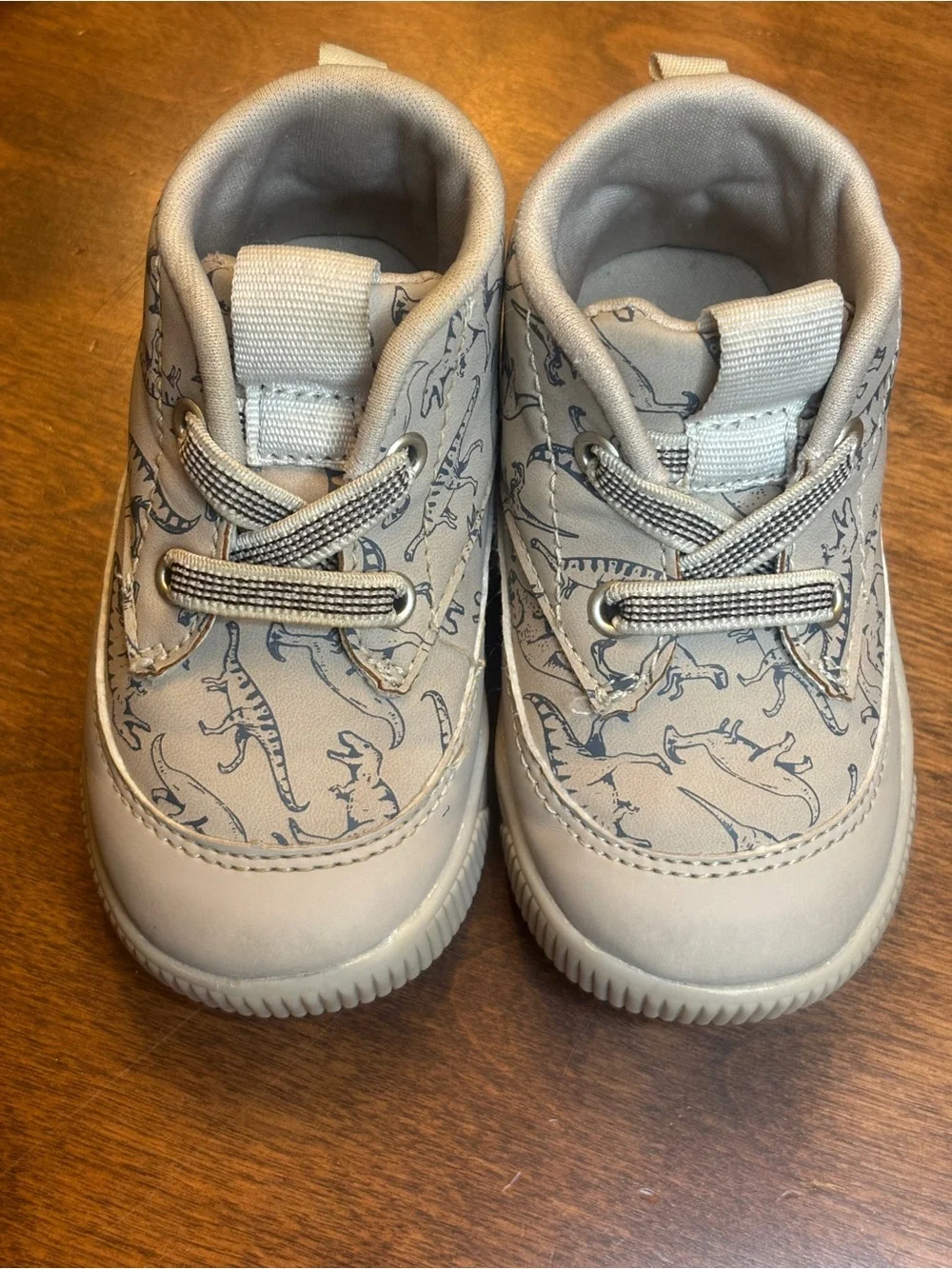 Carter's Beige Sneakers with Gray Dinosaur Print